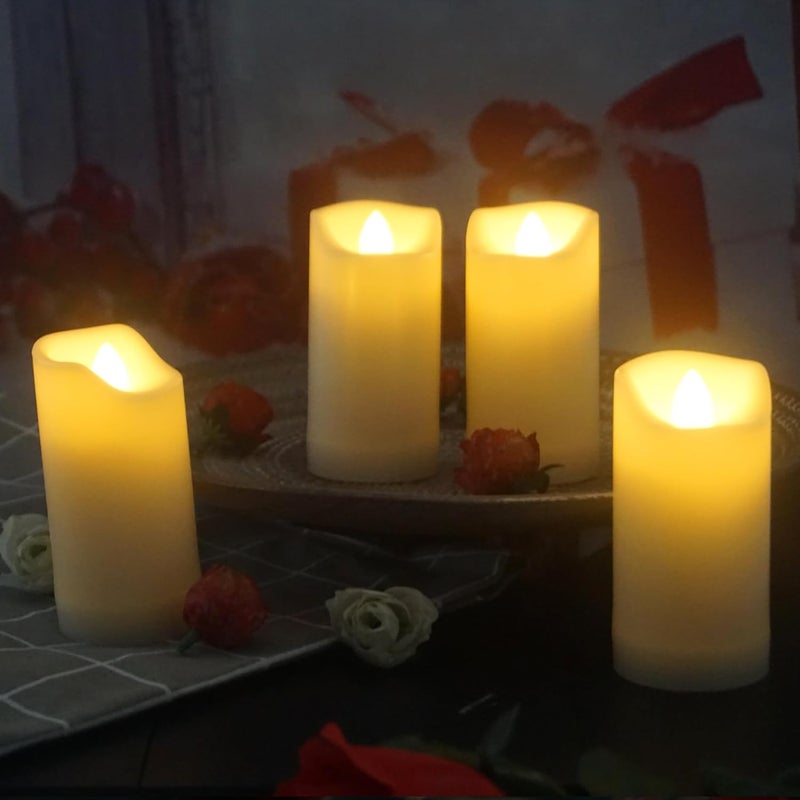 QIDEA 2”X4” Outdoor Waterproof Flameless Candles with Timer, Battery Operated Flickering Led Pillar Candles, Electric Plastic Fake Candles for Home Garden Wedding Halloween Xmas Decorations 4 Pack - Image 5